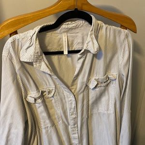 Striped Aritzia blouse.